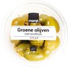 Olijven, groen-, z. pit, knoflook, 125gr, Marqt