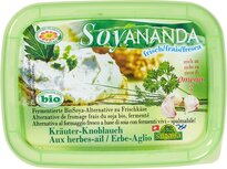 Soyananda, plantaardig alternatief voor roomkaas kruiden-knoflook, 140gr