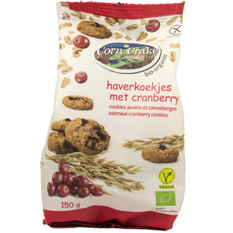 Haver-cranberry koekjes, glutenvrij, 150gr, Corn Crake