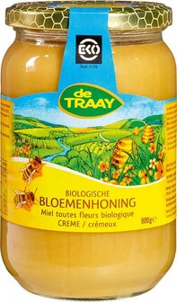 Bloemenhoning creme, 900gr, de Traay honing