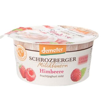 Volle yoghurt, frambozen, 150gr, Schrozberger