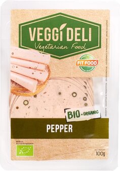 Vegetarisch broodbeleg, peper, 100gr, FITFOOD Veggi Deli