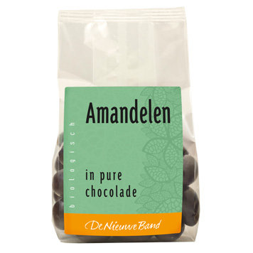 Amandelen, choco-puur, 175g, De Nieuwe Band