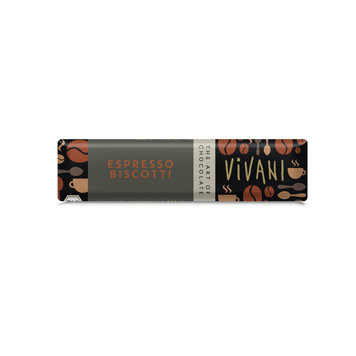 Chocobar espresso biscotti, 40gr, Vivani