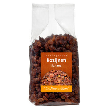 Rozijnen sultana s, bio, 250gr, De Nieuwe Band