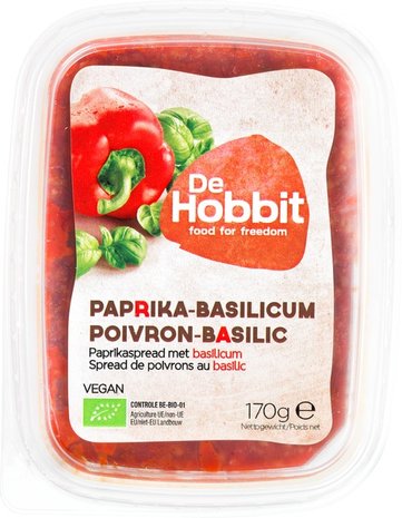 Paprikaspread basilicum, 170 gram, De Hobbit