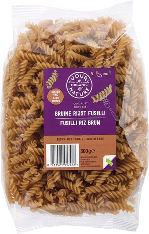 Fusilli,  van bruine rijst, 500gr, Your Organic Nature