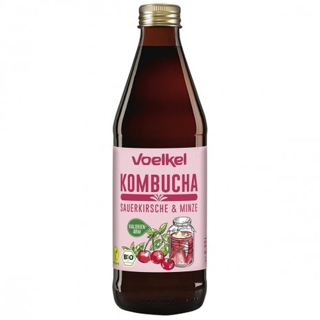 Kombucha, cherry-mint, 330ml, Voelkel