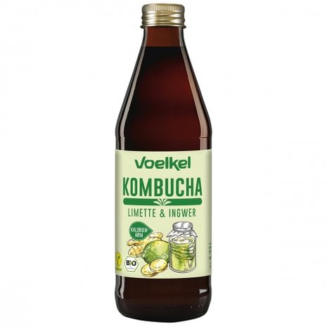 Kombucha, lime-ginger, 330ml, Voelkel