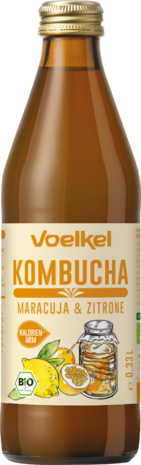 Kombucha, maracuja-citroen, 330ml, Voelkel