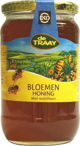 Bloemenhoning vloeibaar, 900gr, de Traay honing