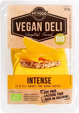 Vegan kaas plakken intense, 160gr, FITFOOD Vegan Deli