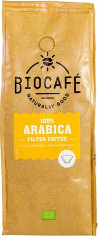 Gemalen koffie, snelfiltermaling, 100pr arabica, 500gr, Biocafe