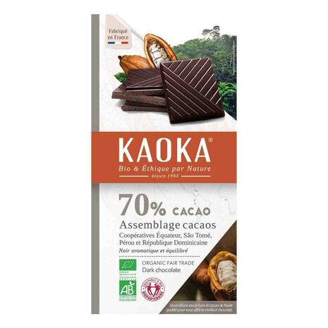 Chocoladereep, puur 70pr, 100gr, Kaoka