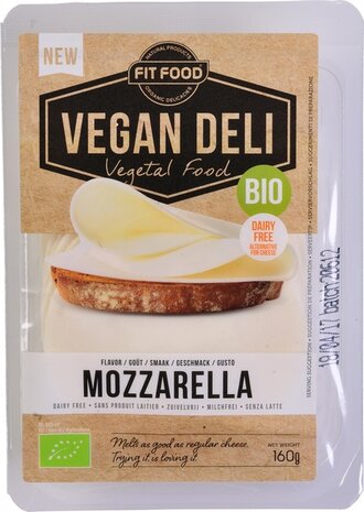 Vegan mozzarella plakken, 160gr, FITFOOD Vegan Deli