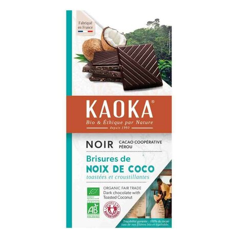 Chocoladereep, puur 55pr, kokos, 100gr, Kaoka