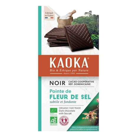 Chocoladereep, puur-zeezout 70pr, 100gr, Kaoka