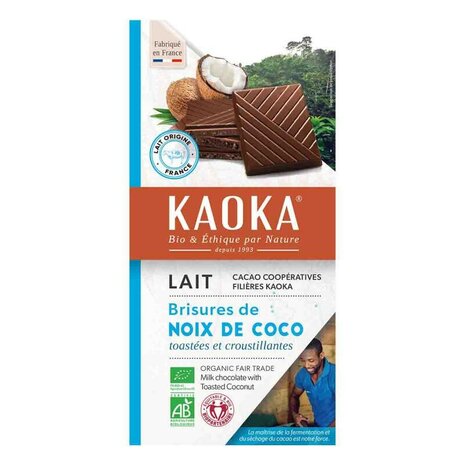 Kaoka chocoladereep, melk-kokos 40pr, 100gr