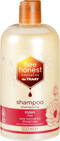 Shampoo rozen, droog haar, 500ml, Bee Honest