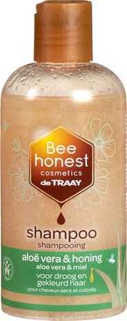 Shampoo, aloe vera-honing, droog gekleurd haar, 250ml, Bee Honest Cosmetics