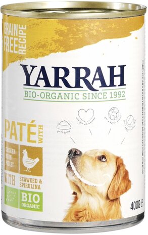Hondenvoer, paté, kip, 400g, Yarrah