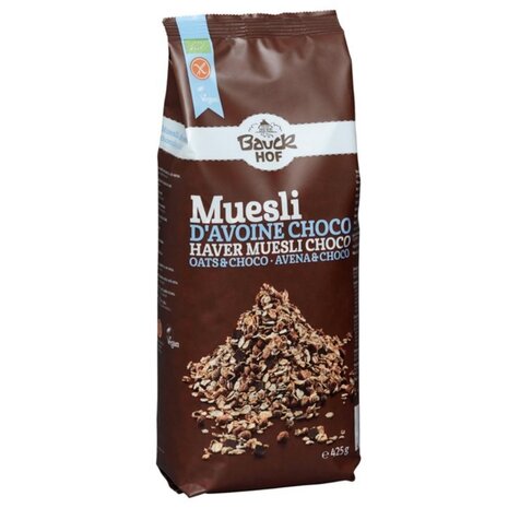 Havermuesli, choco, gl&uuml;tenvrij, 425gr, Bauckhof