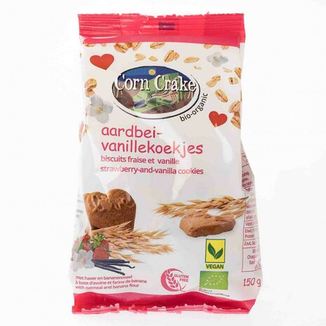 Aardbei-vanille koekjes, glutenvrij, 150gr, Corn Crake
