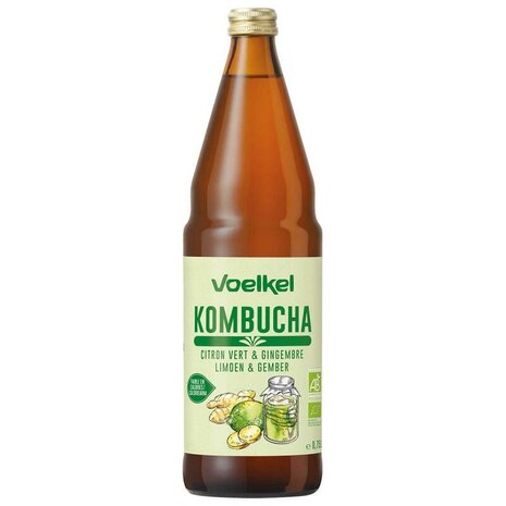 Kombucha, lime-ginger, 750ml, Voelkel