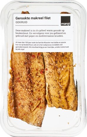 Gerookte &amp; gekruide makreel filet, 180gr, Marct