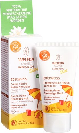 Zonnebrandcr&egrave;me kids spf 50 gevoelige huid, 50ml, Weleda