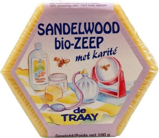 Zeepblok sandelwood, 100gr, de Traay