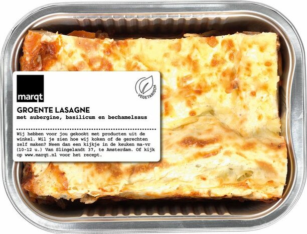 Verse maaltijd, vega groente lasagne, 450gr, Marqt