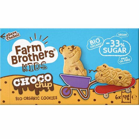 Kids choco chip koekjes, 102gr, Farm Brothers