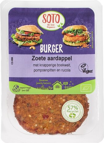 Zoete aardappel burger, 160gr, Soto