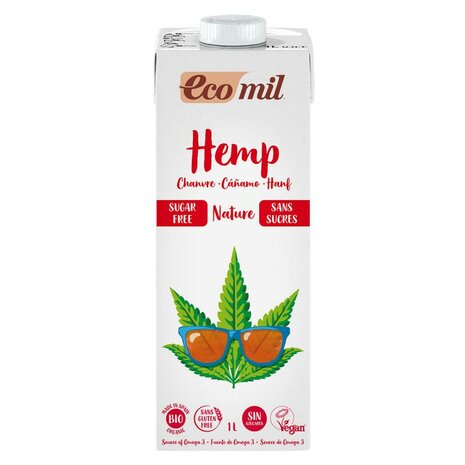 Hennepdrank ongezoet, 1ltr, Ecomil