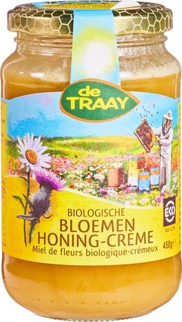 Bloemenhoning creme, 350gr, de Traay honing