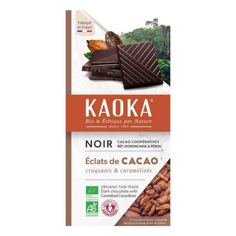 Chocoladereep, puur 70%, caramel nibs, 100gr, Kaoka