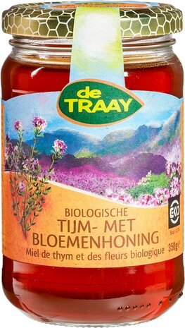 Tijm- met bloemenhoning, 350gr, de Traay honing