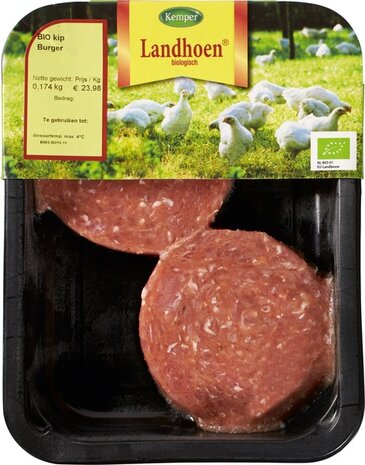 Verse kipburger, ongeveer 185gr, Kemper landhoen