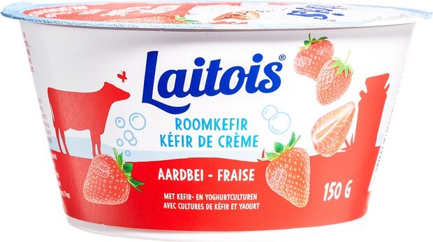 Roomkefir aardbei, 150gr-pot, Laitois