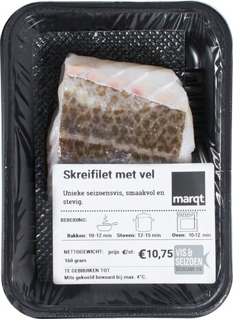 Skreifilet met vel, ongeveer 180gr, Marqt