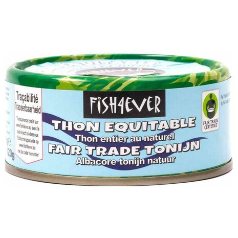 Tonijn, geelvin-, in water, fairtrade, 160gr, Fish 4 Ever