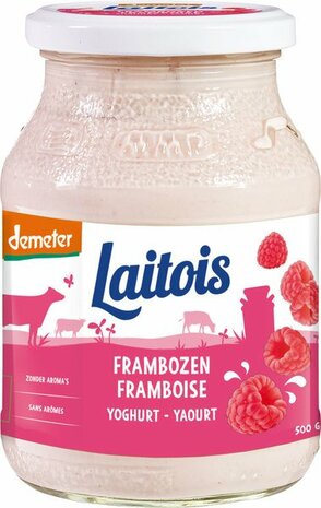 Yoghurt, framboos-, 500gr-pot, Laitois
