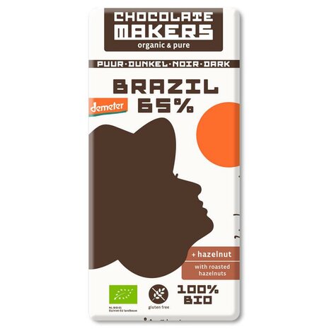 Chocoladereep, Brazil, hazelnoot, 65pr,  80gr, Chocolate Makers