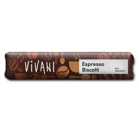 Mini chocoladereep, espresso-biscotti, 40gr, Vivani