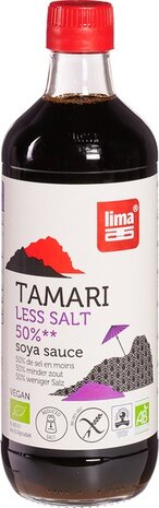 Tamari minder zout, strong, 500ml, Lima