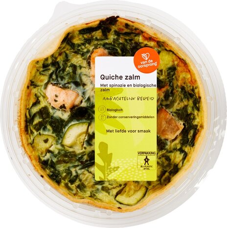 Quiche spinazie met zalm, 350gr, Van de Oorsprong