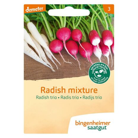 Radijs trio, 7,20g-500planten, Bingenheimer Saatgut