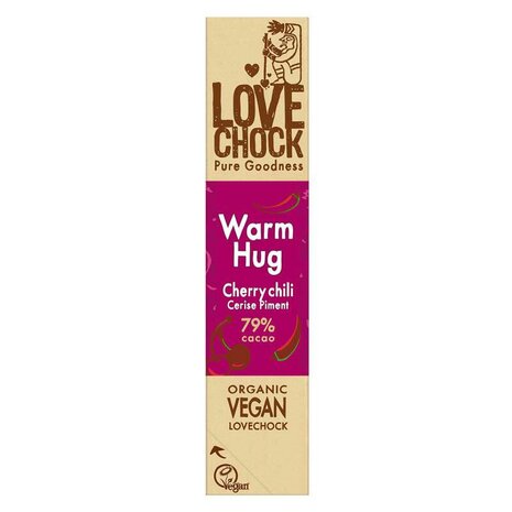 Chocoladereep, warm hug cherry-chili, 40gr, Lovechock