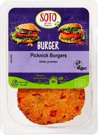Picknick groenteburgers, vegan, 200gr, Soto